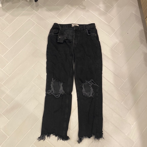 Women’s black distressed free people jeans, size 25 - Picture 1 of 3